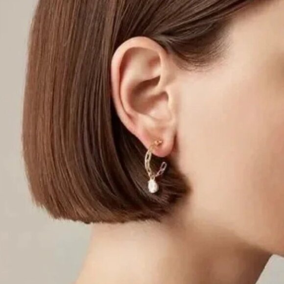 J.Crew Chainlink Hoop Earrings with Crystals - Picture 3 of 7